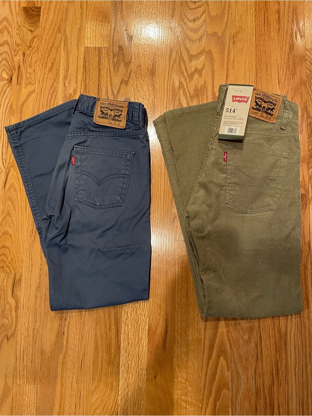 Two pairs Levi's Boys 514 Size 12 Regular Straight and Slim Straight Pants